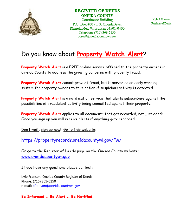Oneida County Launches New Property Watch Alert Program